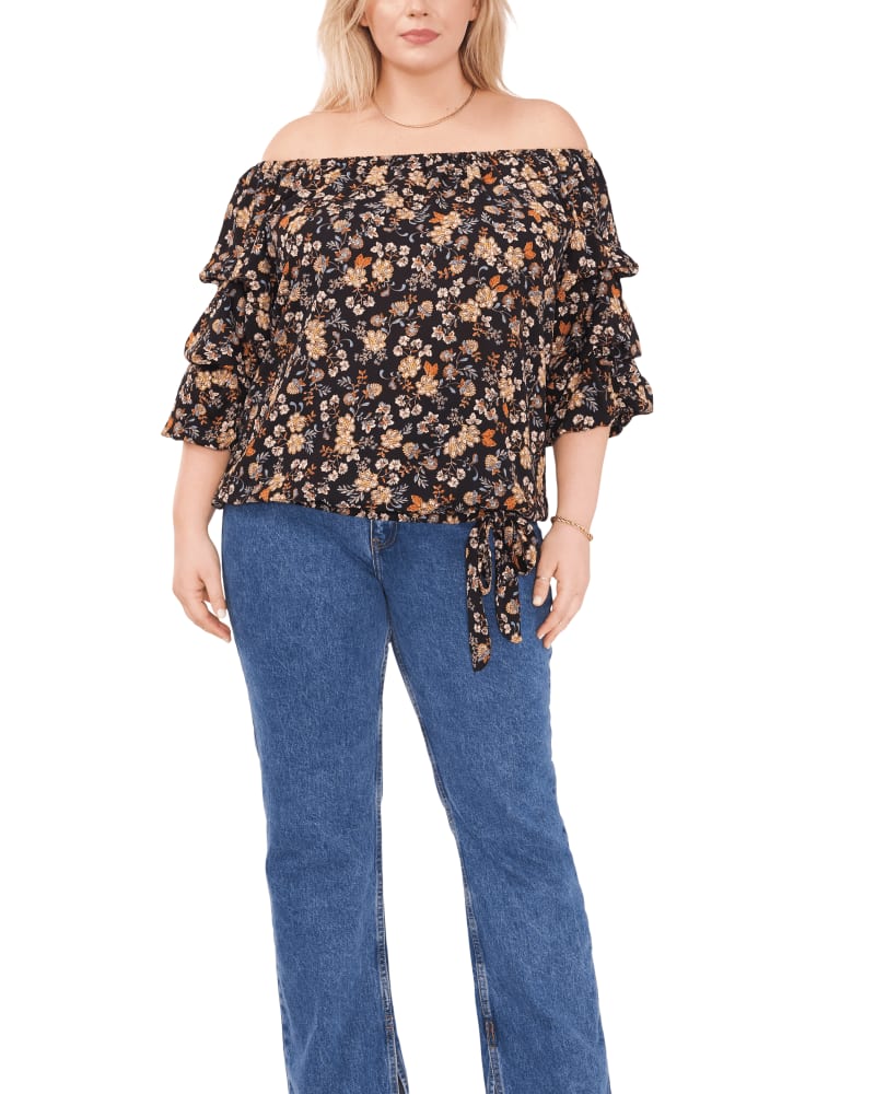 Plus Size Freya Bubble Sleeve Blouse RICH BLACK